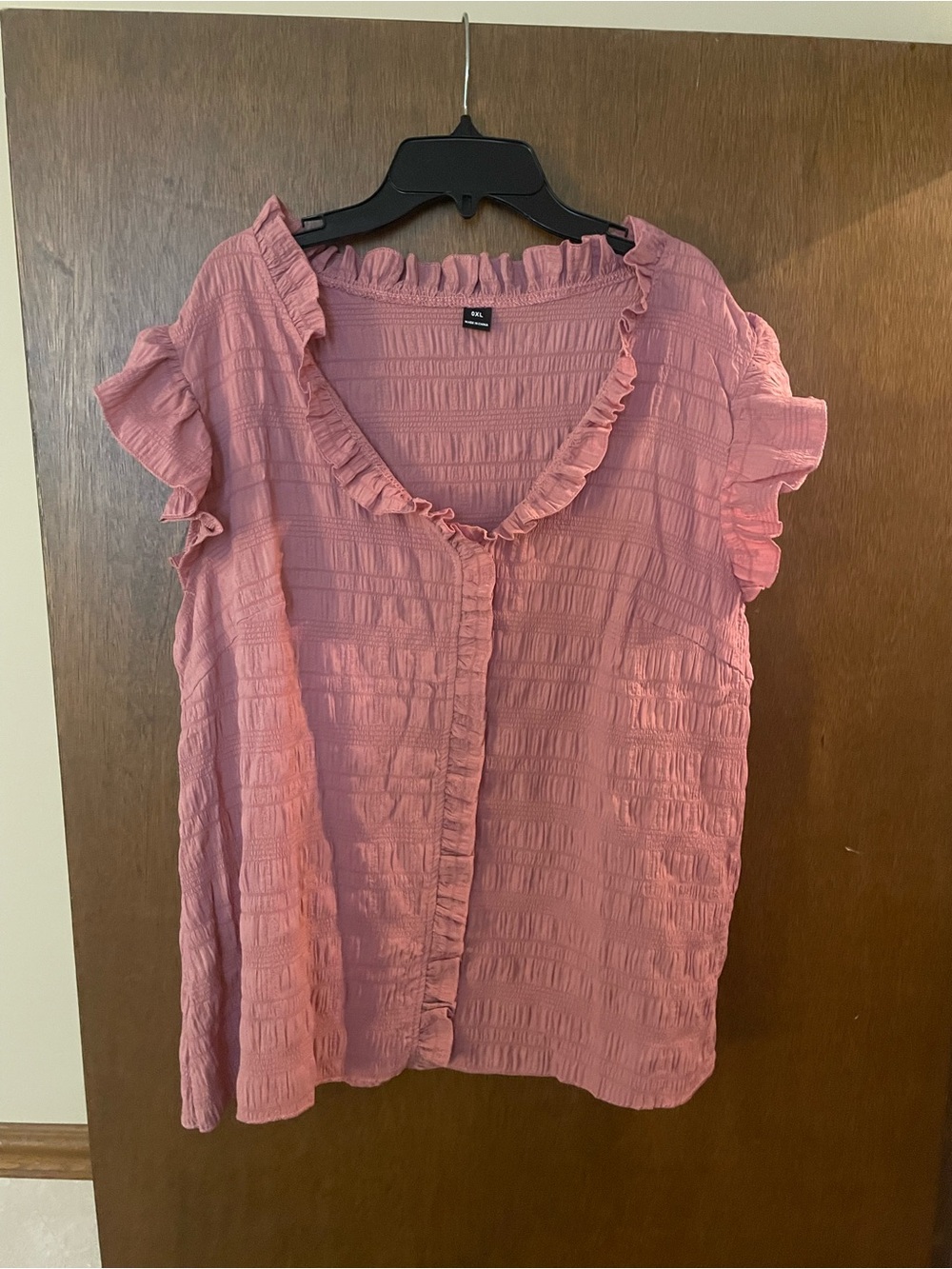 a new day Dusty Rose Ruffled V-Neck Blouse